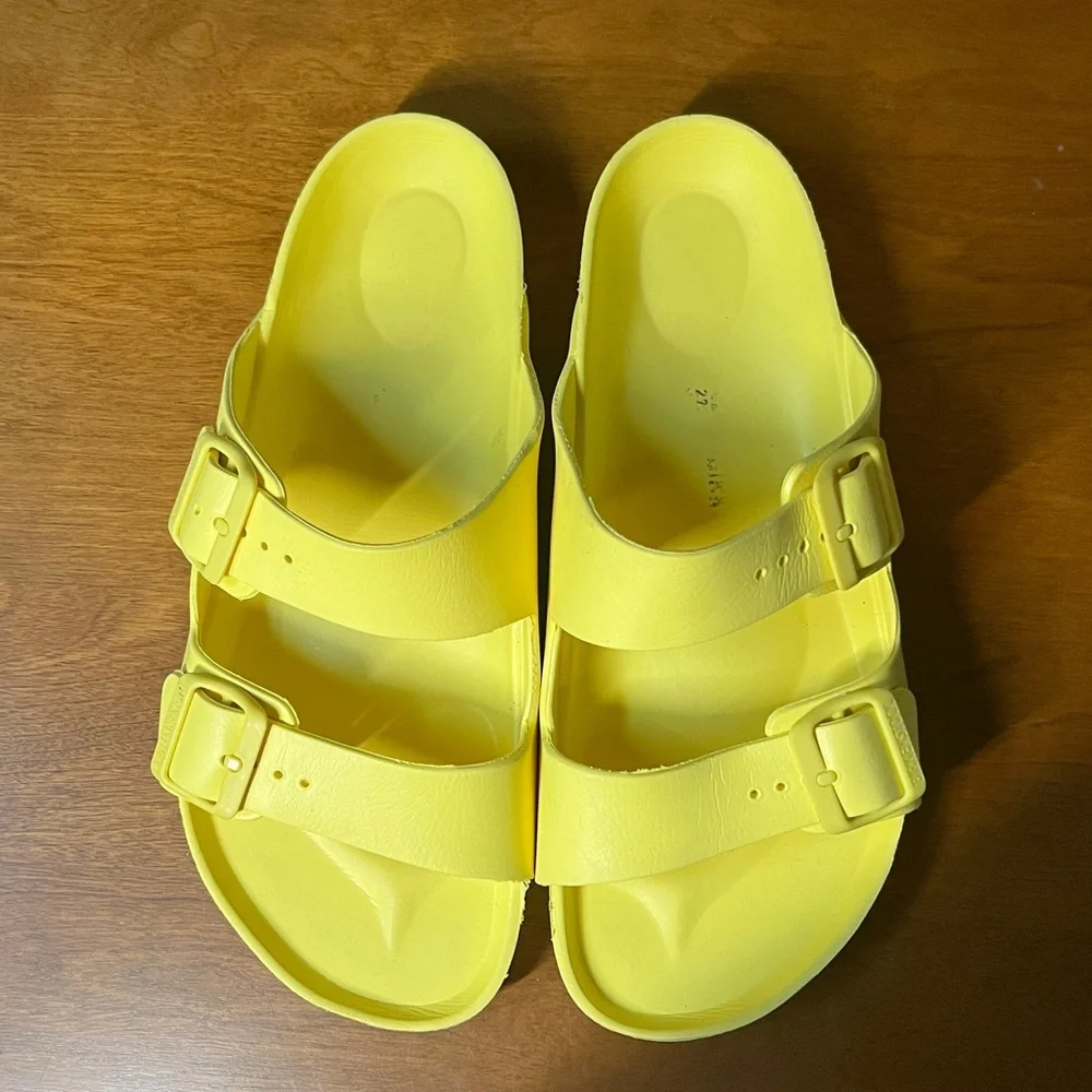 Birkenstock EVA  Yellow Arizona Double Buckle Sandals Size 42 or 11 11.5 - Picture 5 of 11
